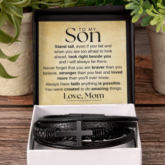 To My Son -Always Have Faith- Cross Men's Bracelet
