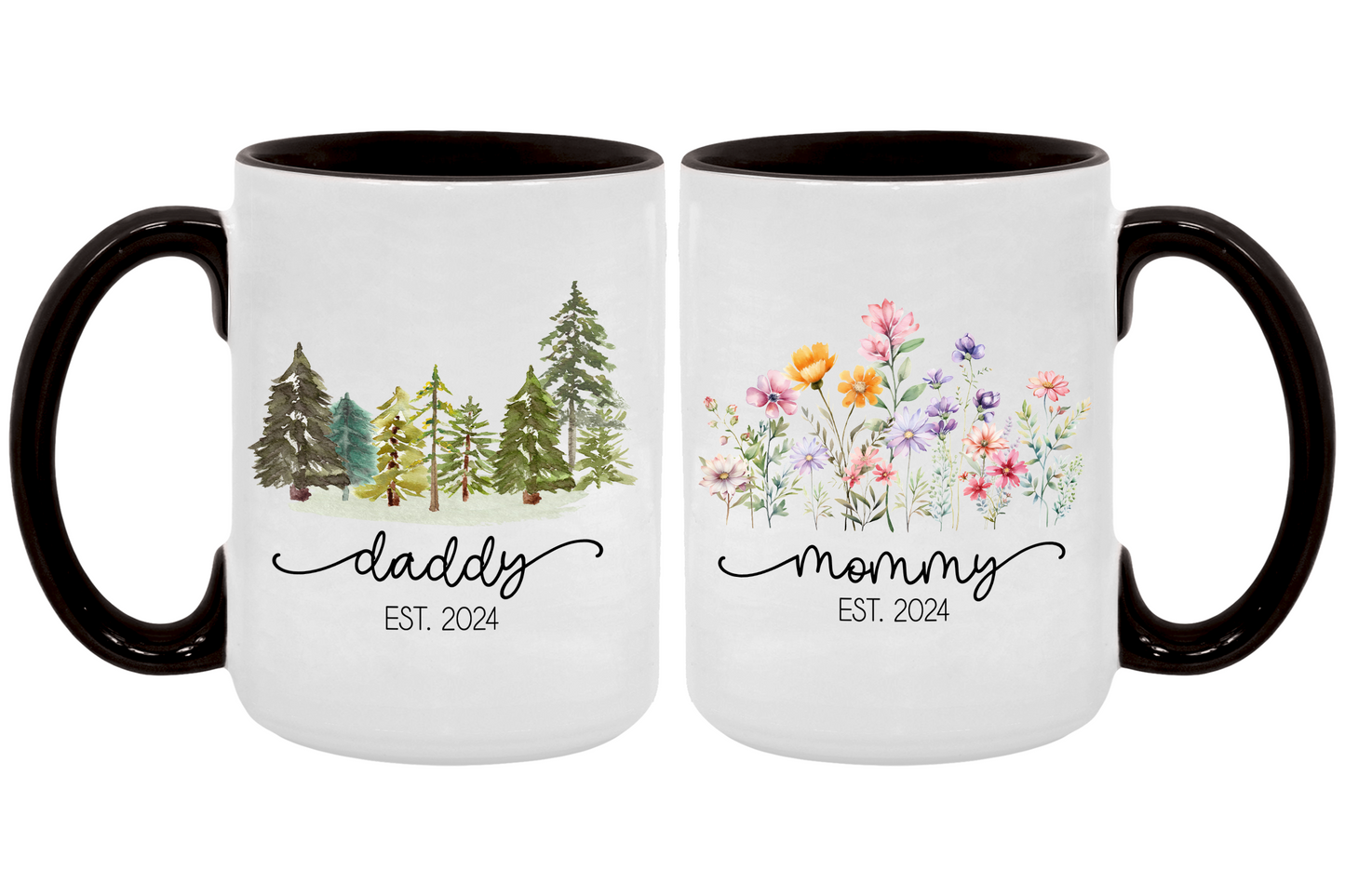First Time Mom and Dad Coffee Mug Set Est 2024