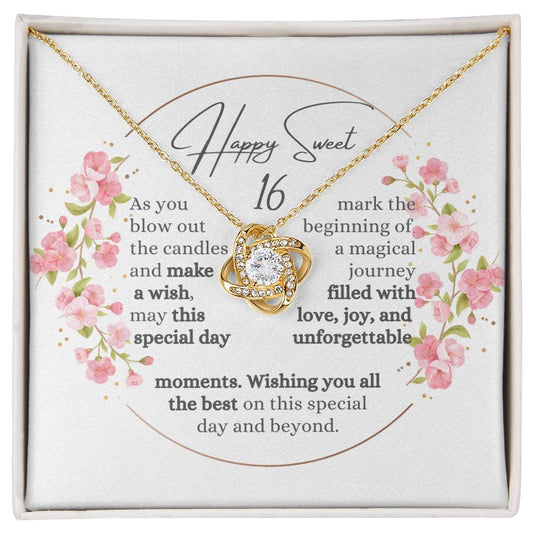 Happy Sweet 16th Birthday Love Knot Necklace