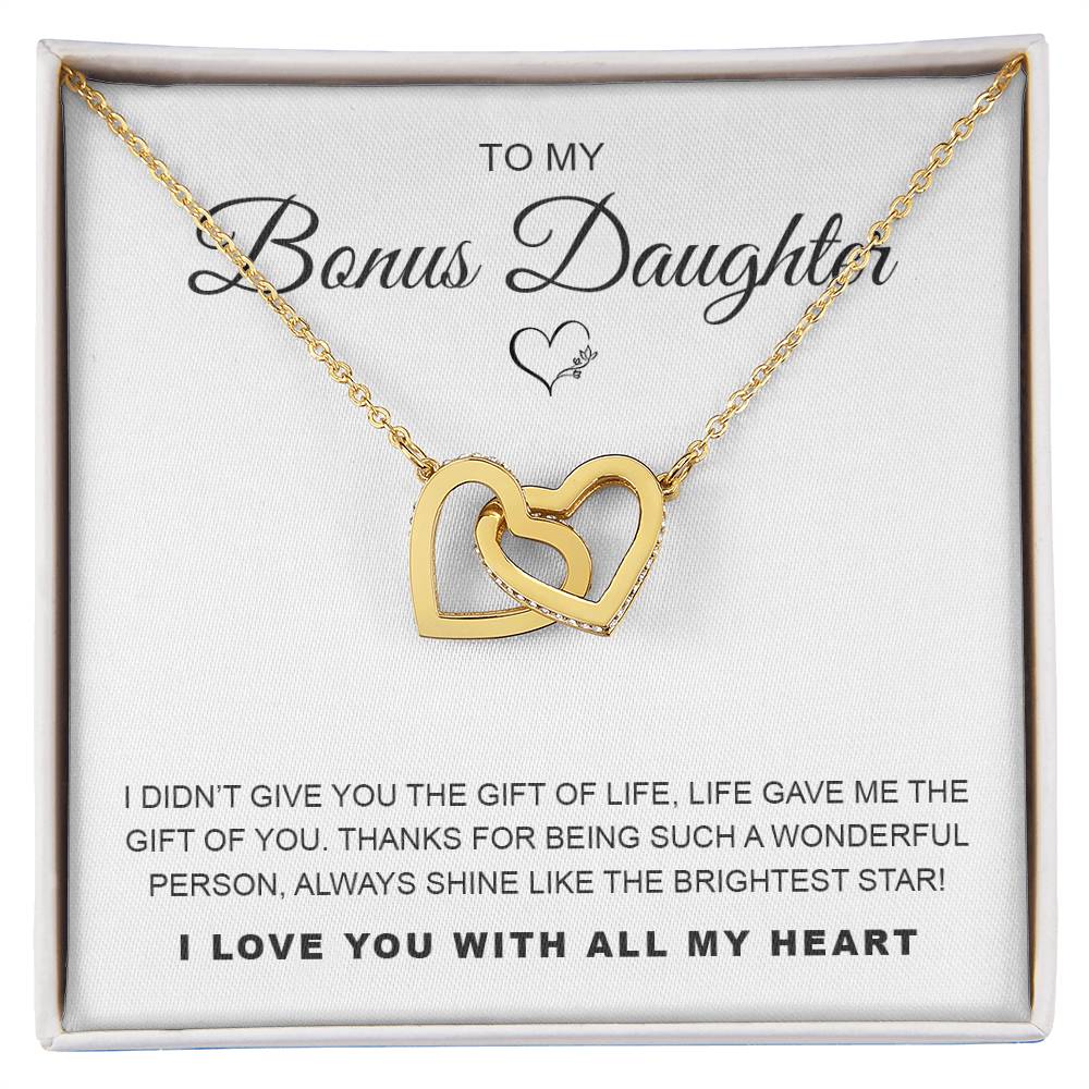 To My Bonus Daughter Interlocking Hearts Necklace