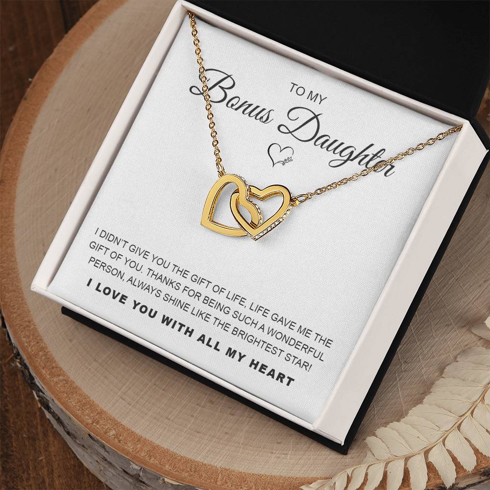 To My Bonus Daughter Interlocking Hearts Necklace