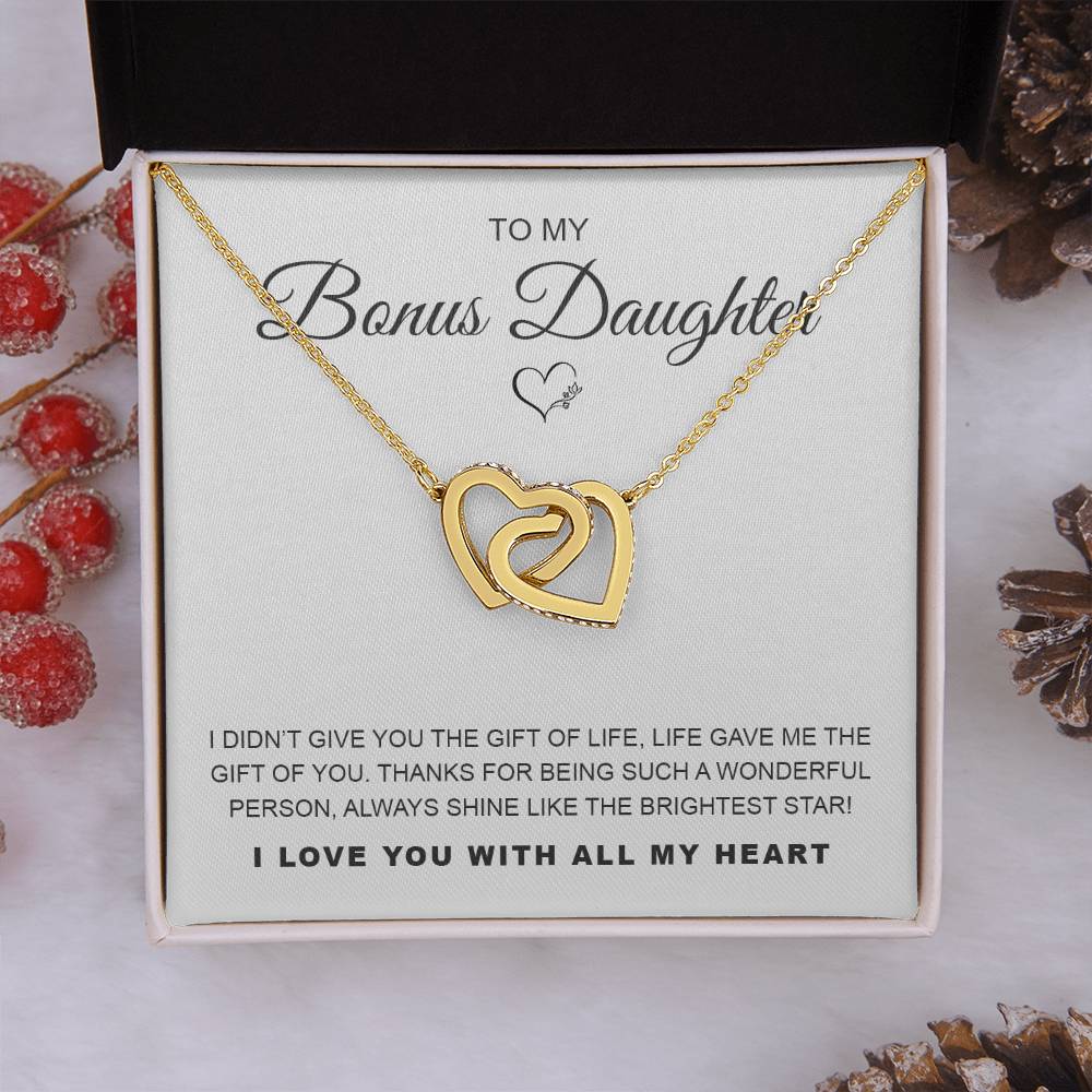 To My Bonus Daughter Interlocking Hearts Necklace