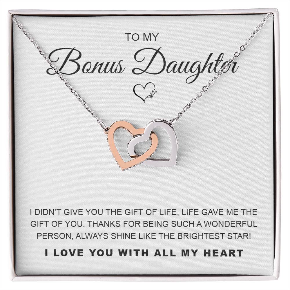 To My Bonus Daughter Interlocking Hearts Necklace
