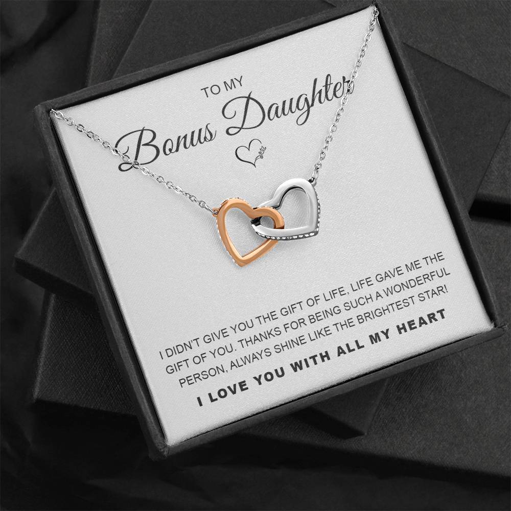 To My Bonus Daughter Interlocking Hearts Necklace