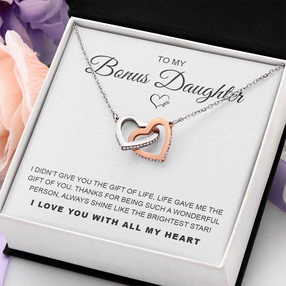 To My Bonus Daughter Interlocking Hearts Necklace