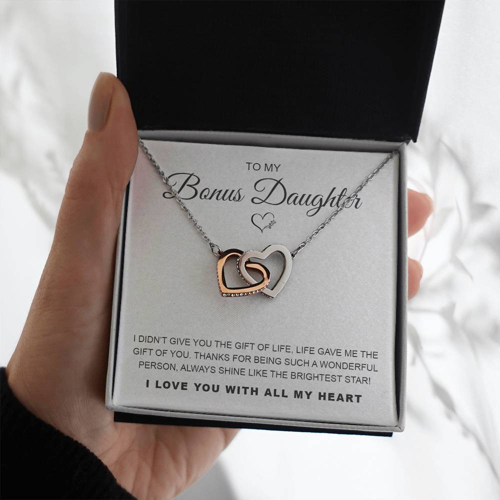 To My Bonus Daughter Interlocking Hearts Necklace
