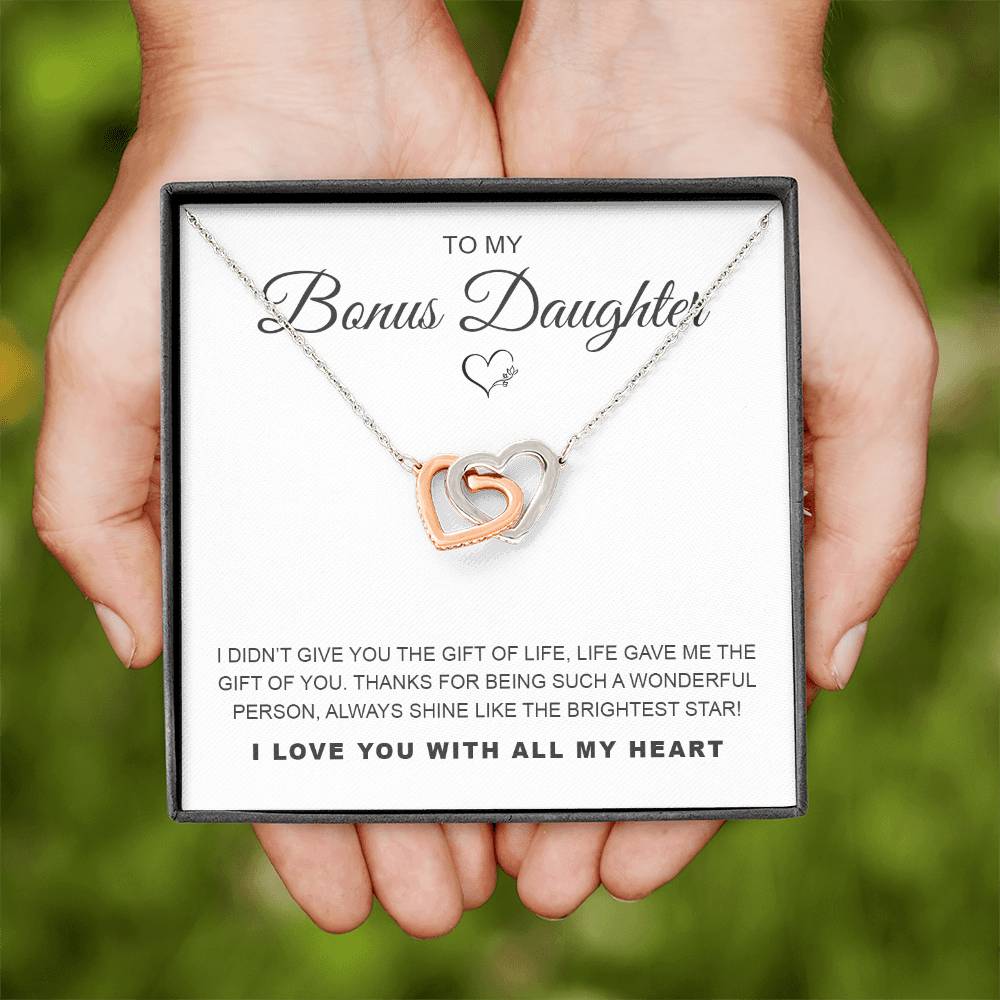 To My Bonus Daughter Interlocking Hearts Necklace
