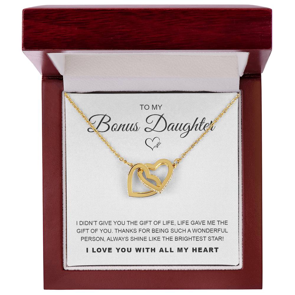 To My Bonus Daughter Interlocking Hearts Necklace
