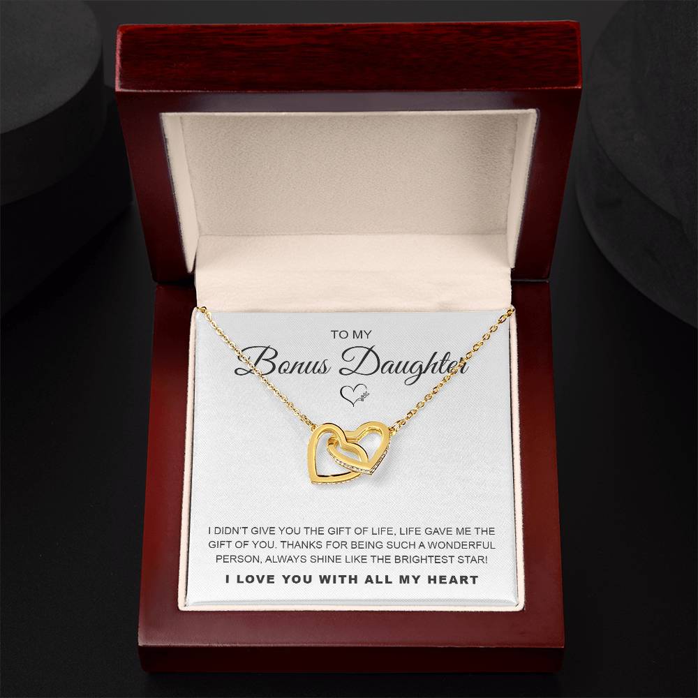 To My Bonus Daughter Interlocking Hearts Necklace