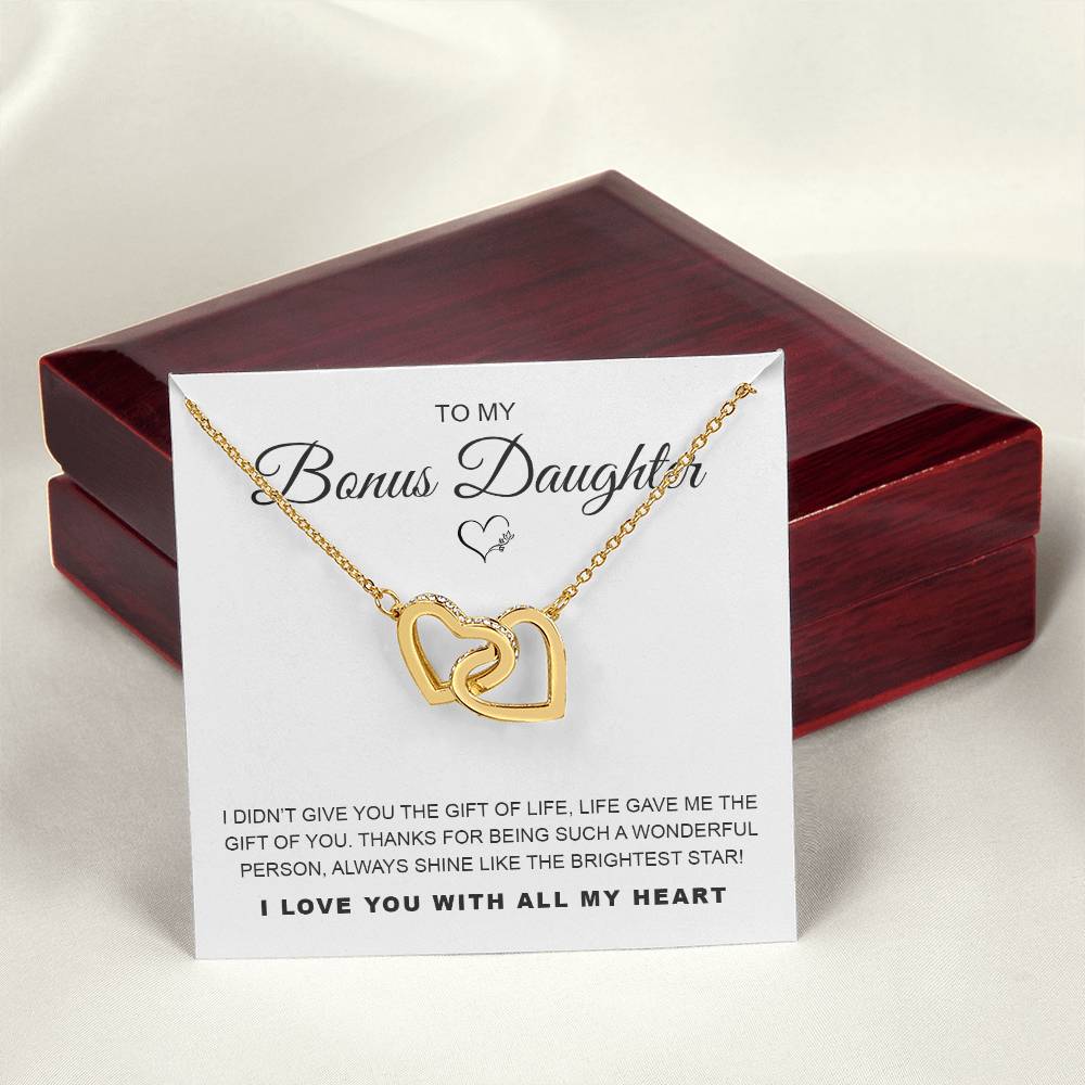 To My Bonus Daughter Interlocking Hearts Necklace