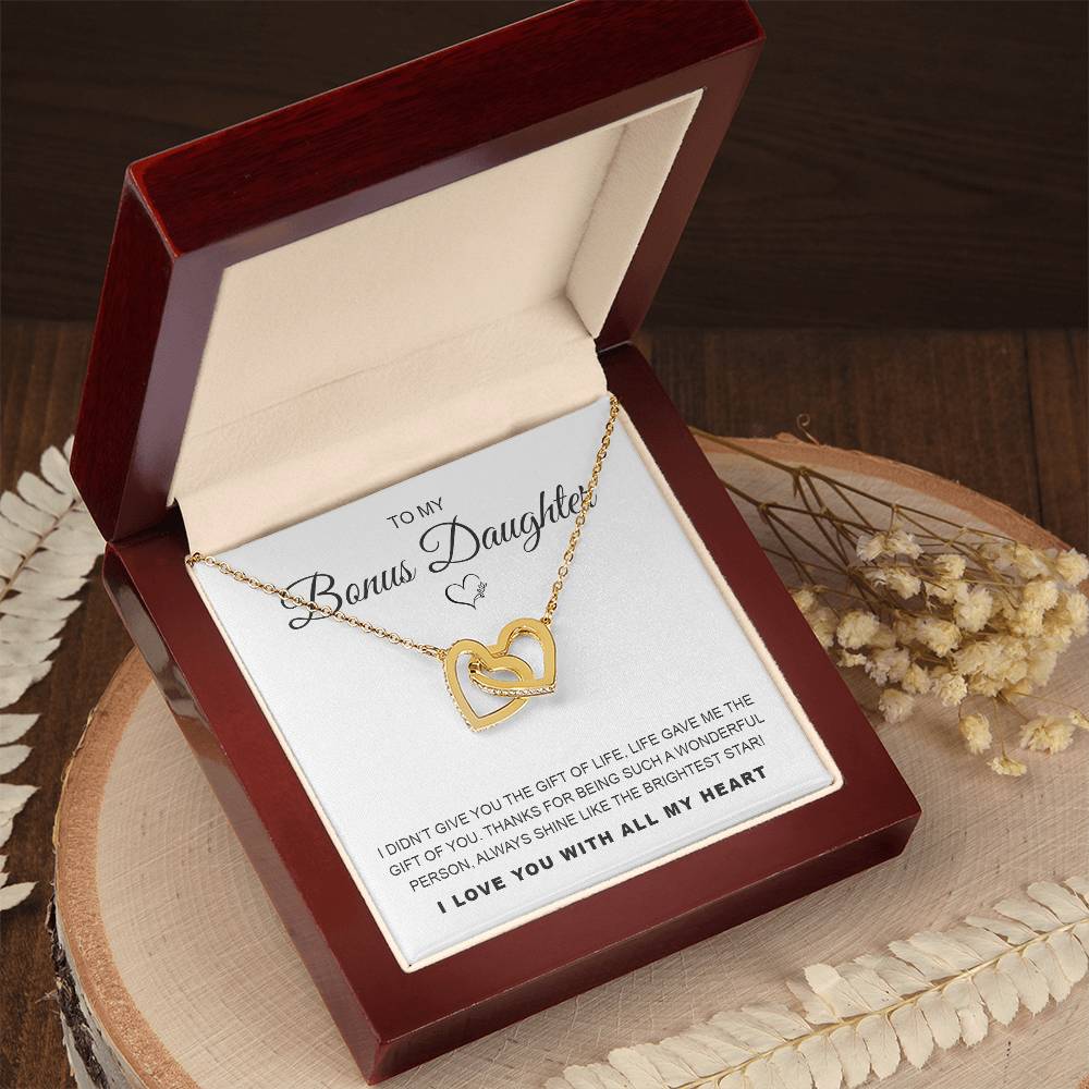 To My Bonus Daughter Interlocking Hearts Necklace