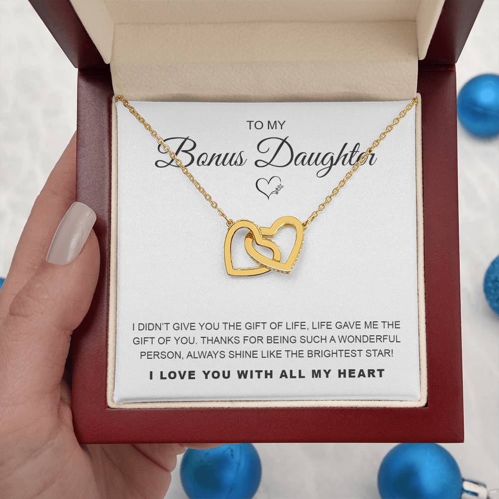 To My Bonus Daughter Interlocking Hearts Necklace