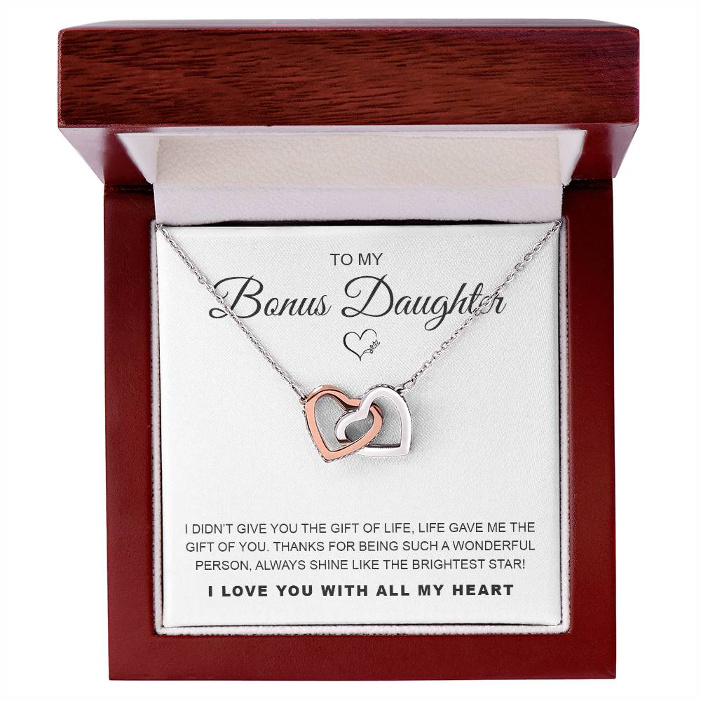 To My Bonus Daughter Interlocking Hearts Necklace