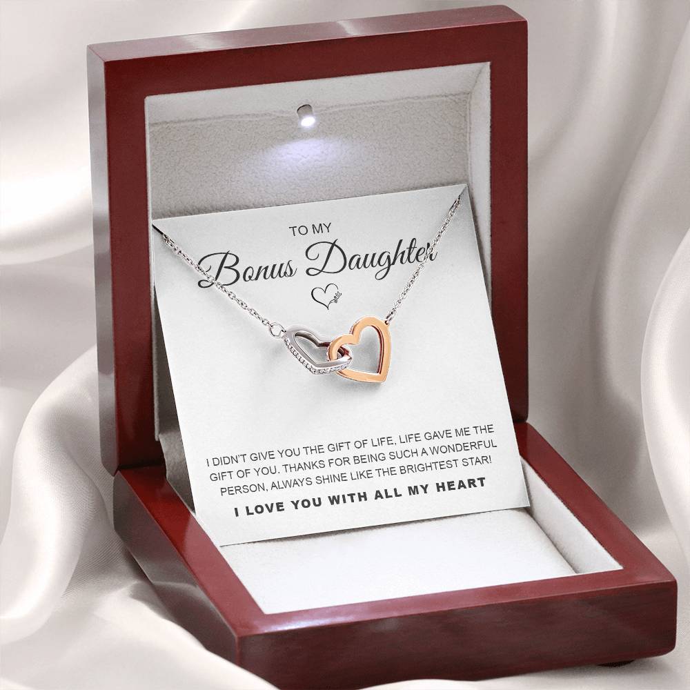 To My Bonus Daughter Interlocking Hearts Necklace