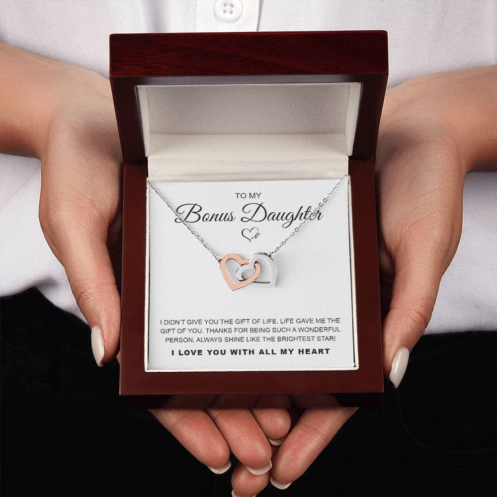 To My Bonus Daughter Interlocking Hearts Necklace