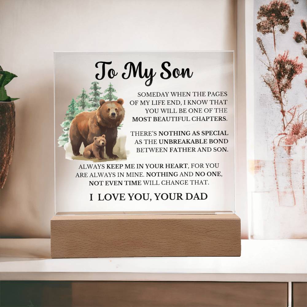 To My Son - Dad Son Bond - Square Acrylic Plaque