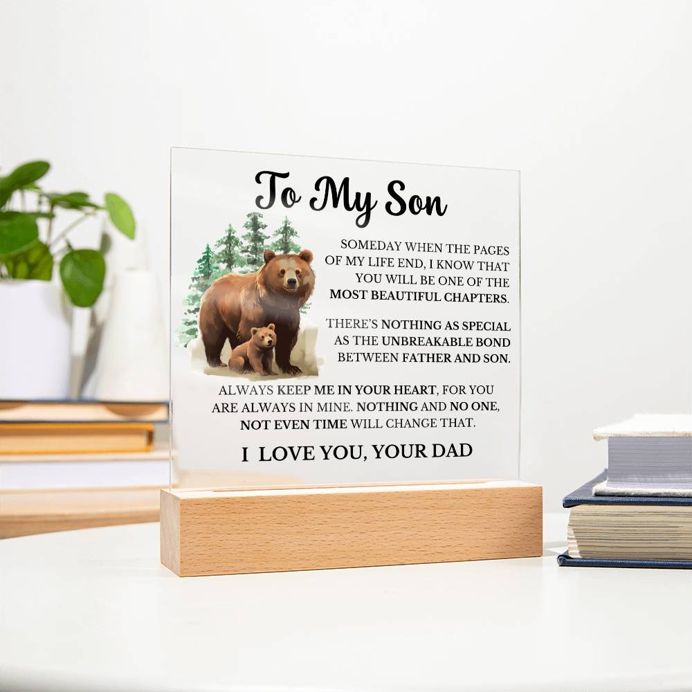To My Son - Dad Son Bond - Square Acrylic Plaque