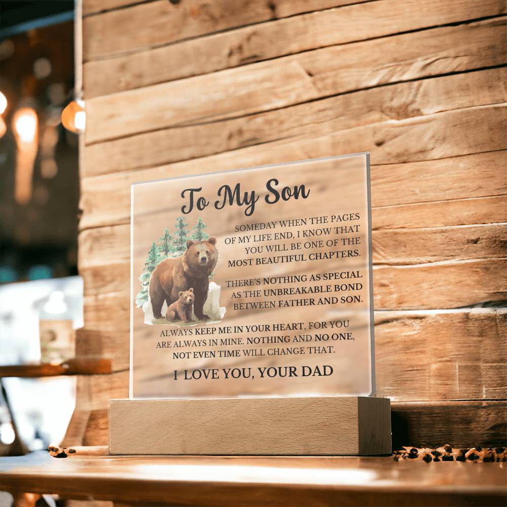To My Son - Dad Son Bond - Square Acrylic Plaque