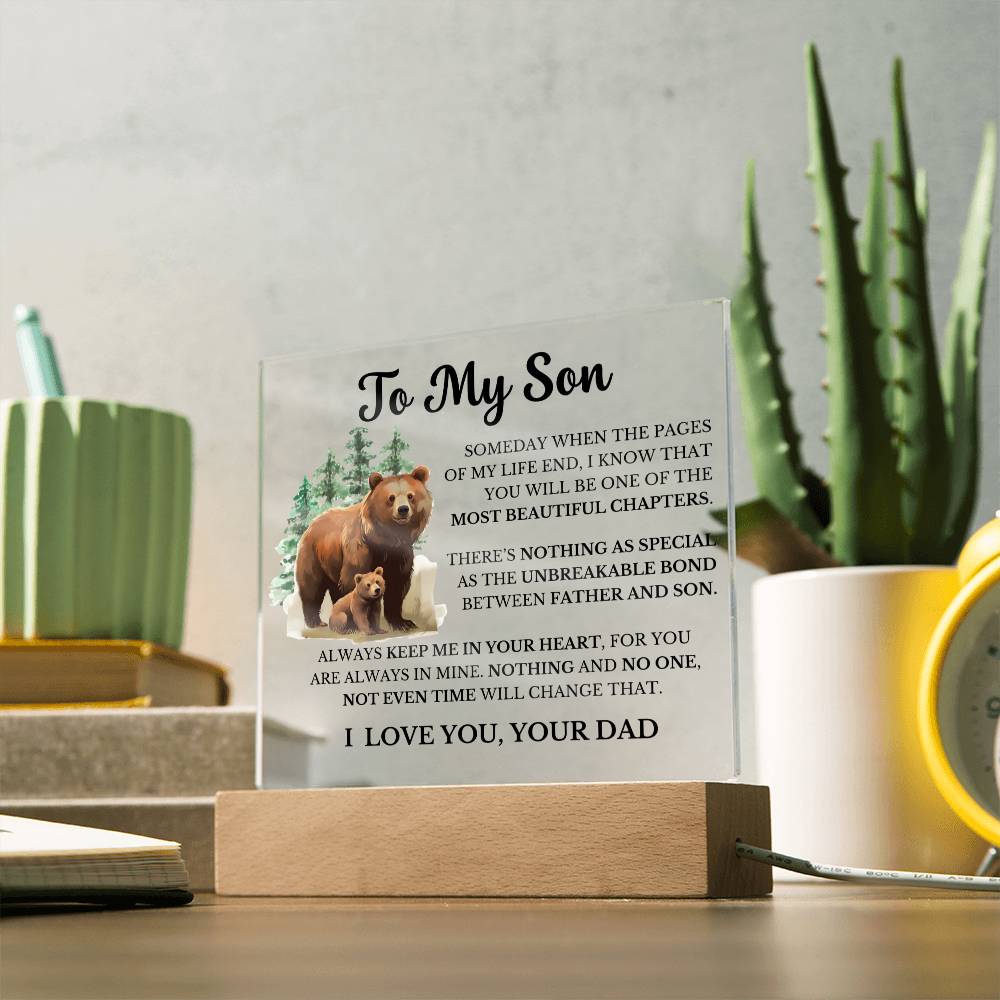 To My Son - Dad Son Bond - Square Acrylic Plaque