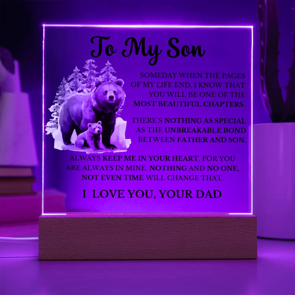 To My Son - Dad Son Bond - Square Acrylic Plaque