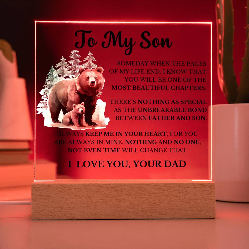 To My Son - Dad Son Bond - Square Acrylic Plaque