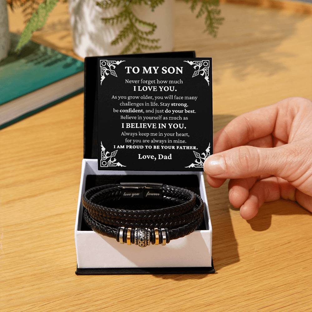 To My Son - I Believe in You From Dad Men's Bracelet