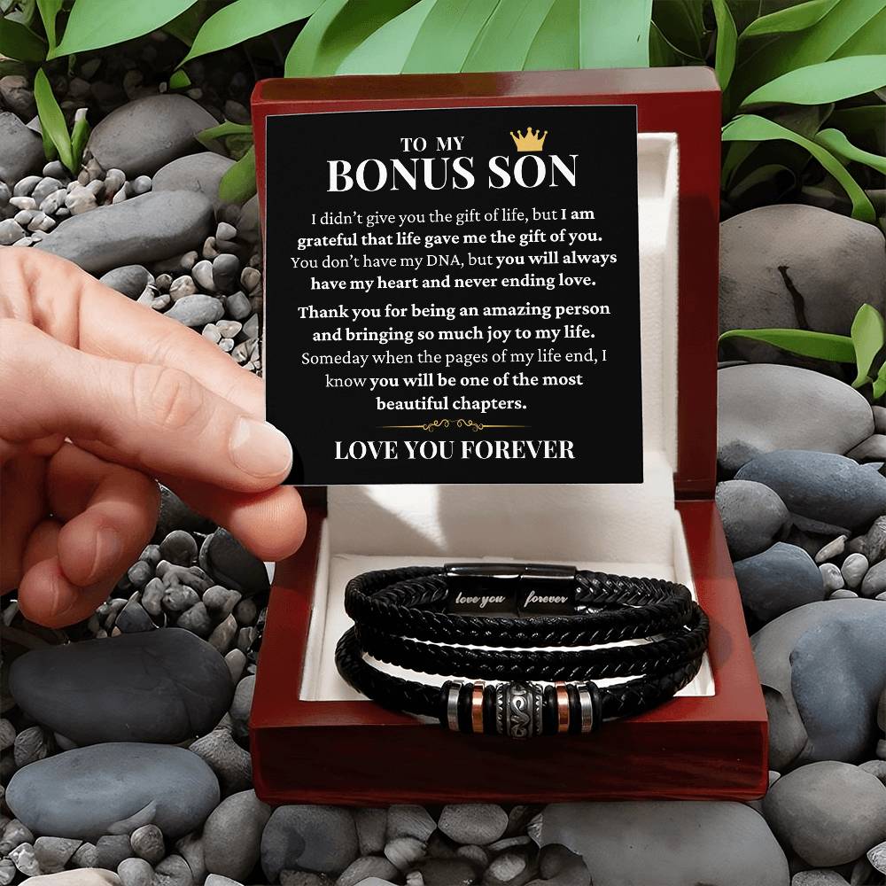 To My Bonus Son - Grateful For You - Men's Bracelet