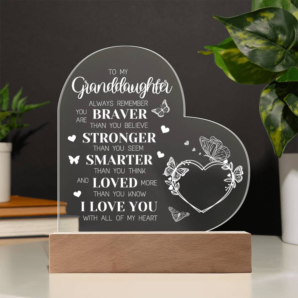 Granddaughter - Loved More Than You Know - Heart Acrylic Plaque