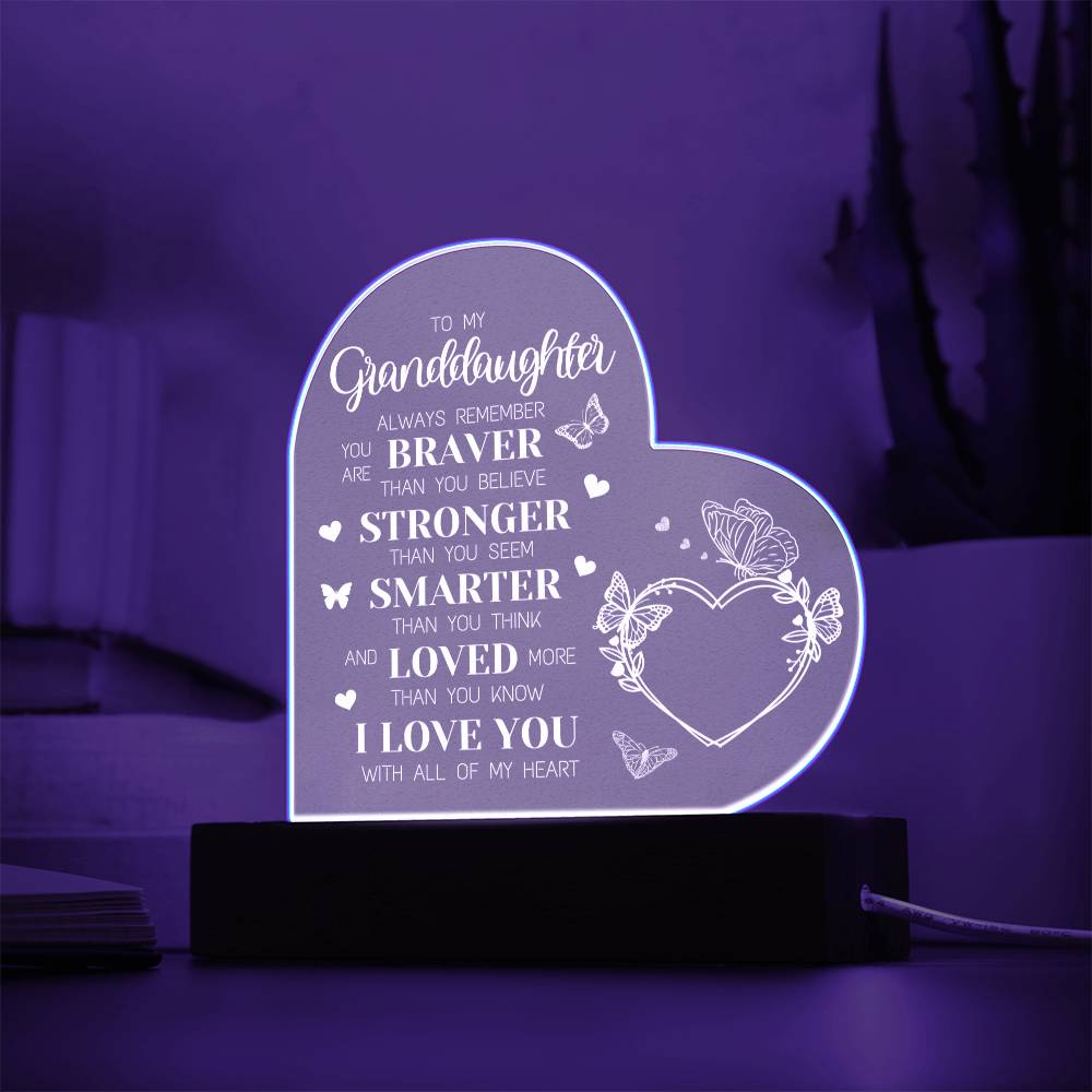 Granddaughter - Loved More Than You Know - Heart Acrylic Plaque
