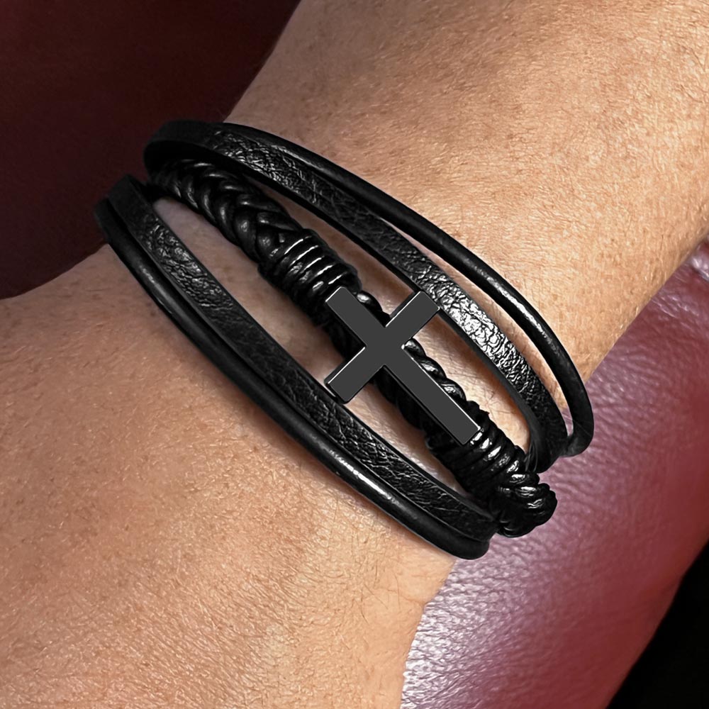 To My Bonus Son - Grateful for Gift of You - Cross Bracelet