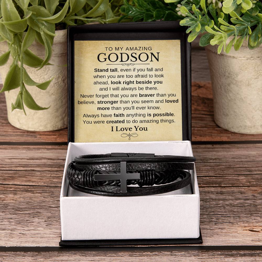 To My Godson- Have Faith - Men's Cross Bracelet