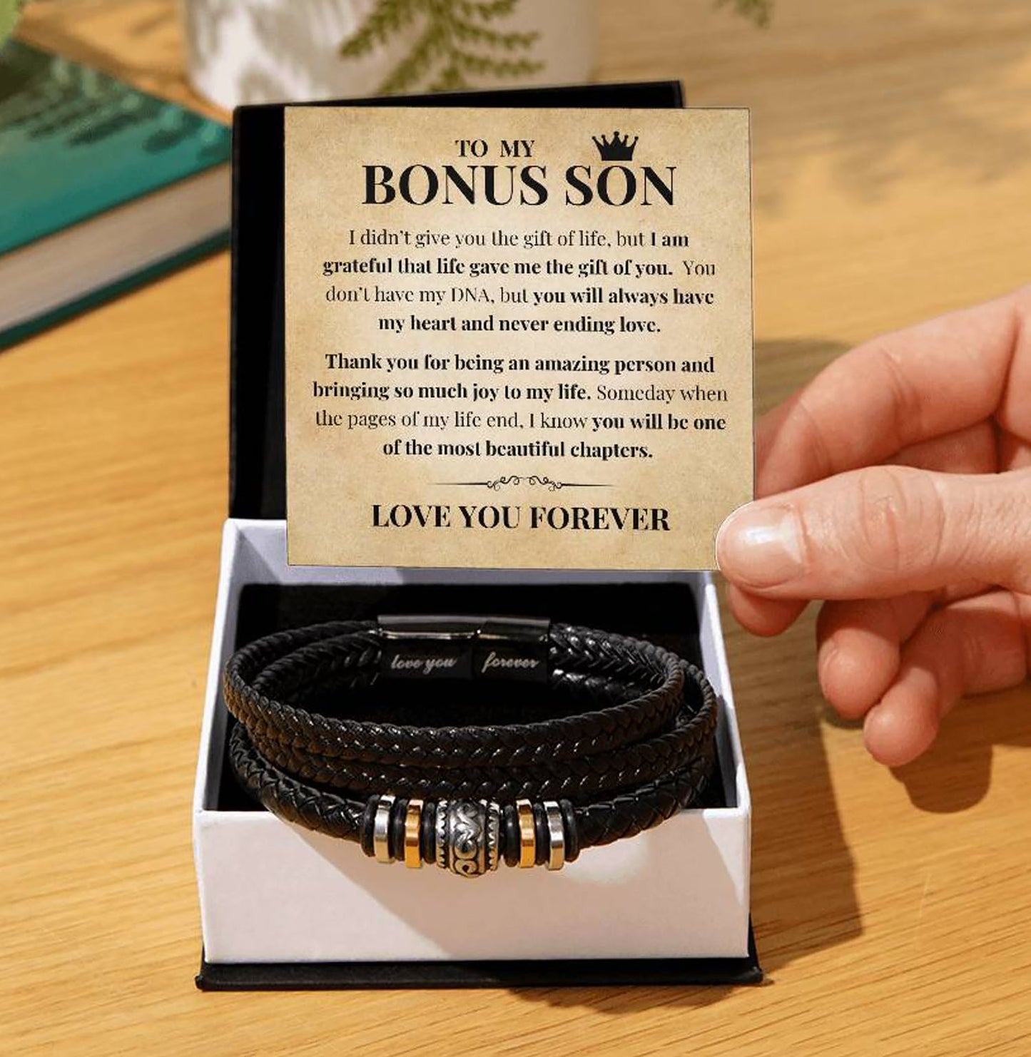To My Bonus Son - Grateful for Gift of You - Men's Bracelet