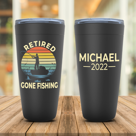 Retirement Gift for Men Fishing, Retired 2022 Cup Personalized, Dad, Grandpa, Husband, Uncle Retirement Party Present, Funny Fisherman Cup