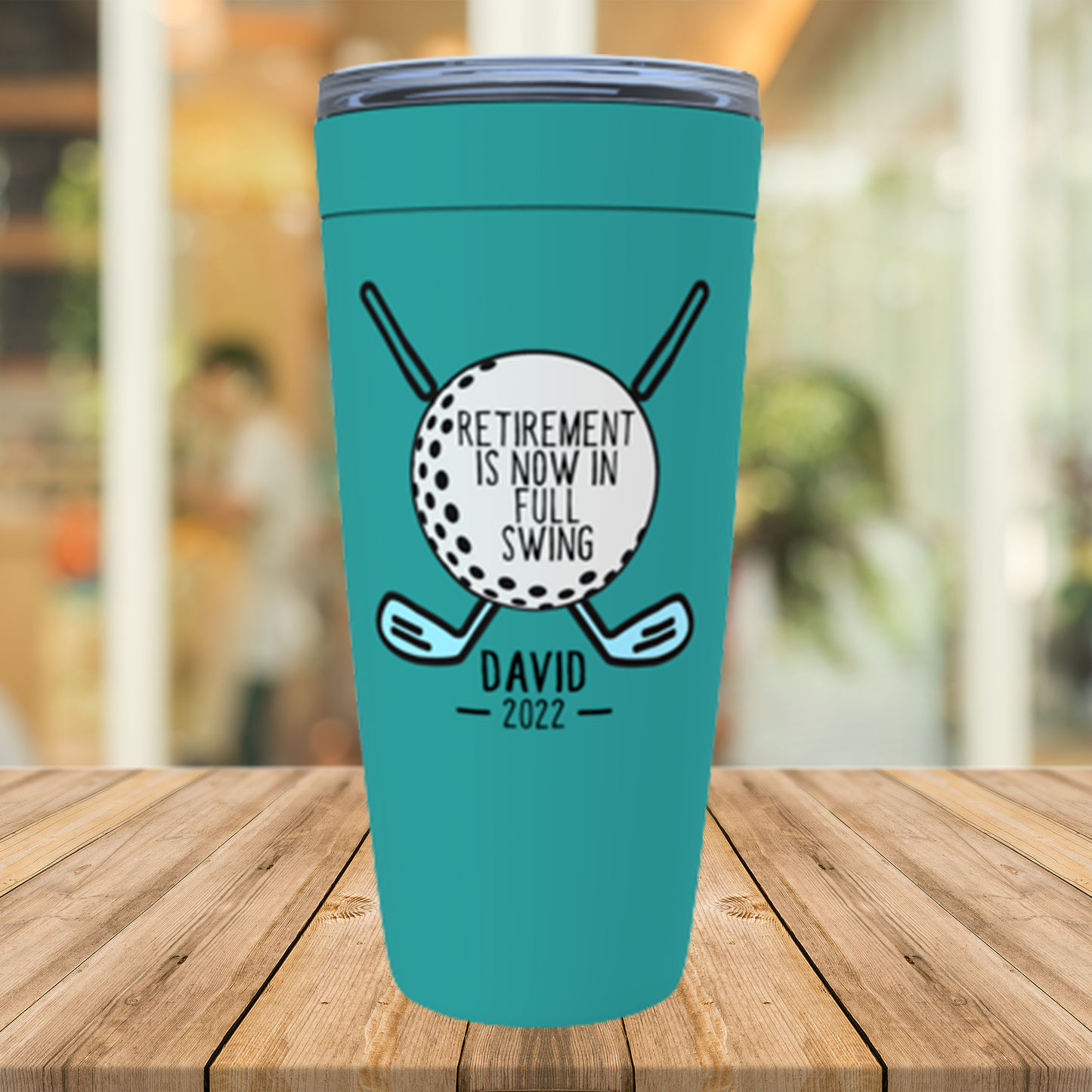 Golfer Men Retirement Gift Personalized, Retirement is Now on Full Swing Tumbler, Golfing Mug for Dad, Boss, Coworker Retirement Party Gift