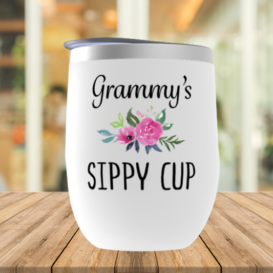 Grammy's Sippy Cup Wine Tumbler, Cute Grandma Wine Cup, Funny Mom Birthday, Christmas or Mother's Day Gift from Daughter, Mother in Law Gift