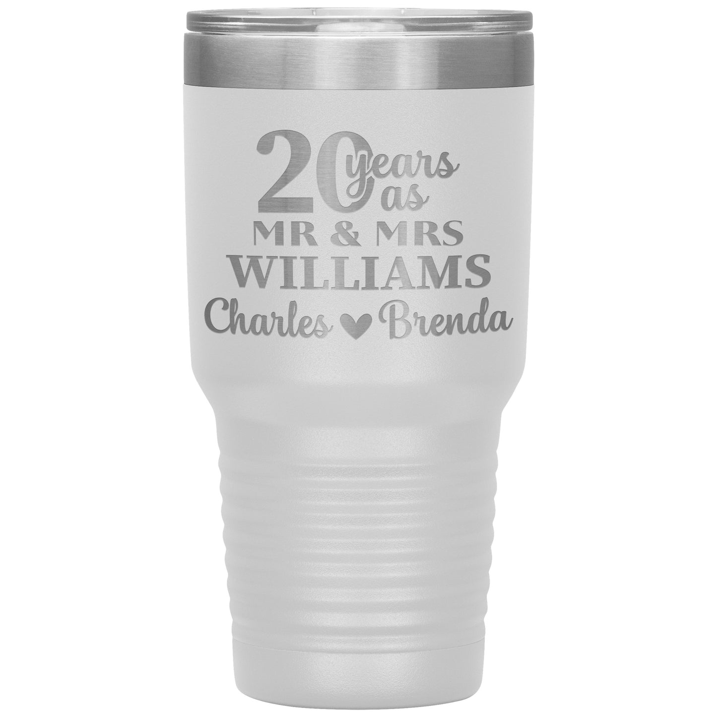 20th Anniversary, 20 Years as Mr. & Mrs. Couple Tumbler