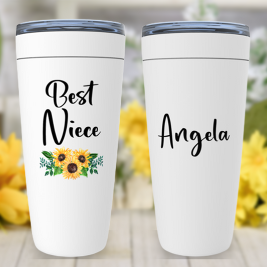 Niece Gift from Aunt, Best Niece Tumbler Personalized, Cute Sunflower Cup, Christmas or Birthday from Uncle, Custom Family Gift Ideas