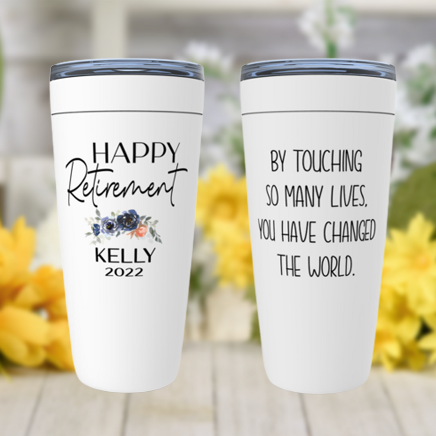 Personalized Retirement Gift for Women, By Touching So Many Lives Tumbler, Friend, Boss or Coworker Farewell Gift, Happy Retirement 2022 Cup