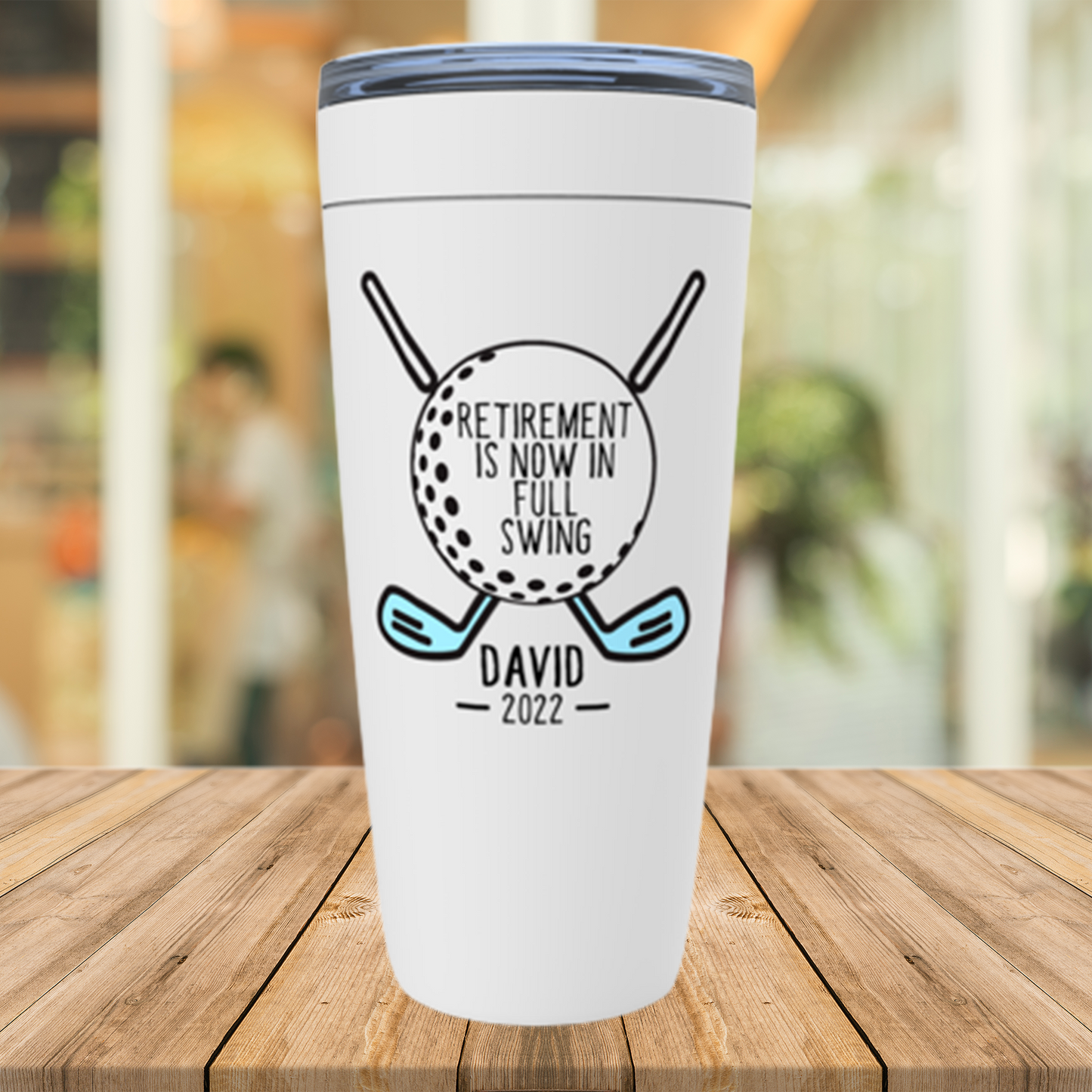 Golfer Men Retirement Gift Personalized, Retirement is Now on Full Swing Tumbler, Golfing Mug for Dad, Boss, Coworker Retirement Party Gift