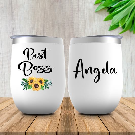 Best Boss Wine Tumbler, Woman Boss Gift, Personalized Boss Retirement, Thank You, or Christmas Gift, Manager Appreciation Mug, Office Gifts