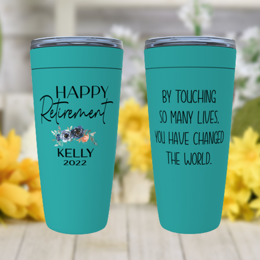 Personalized Retirement Gift for Women, By Touching So Many Lives Tumbler, Friend, Boss or Coworker Farewell Gift, Happy Retirement 2022 Cup
