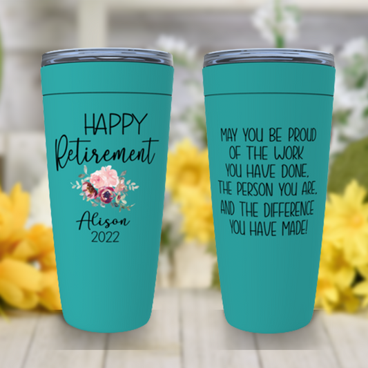 Personalized Retirement Gift for Women, May You Be Proud of the Work Tumbler, Boss or Coworker Farewell Gift, Happy Retirement 2022 Cup