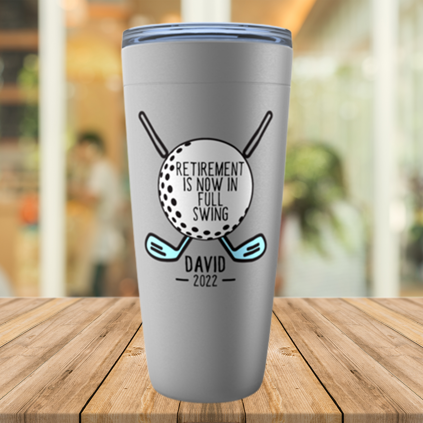 Golfer Men Retirement Gift Personalized, Retirement is Now on Full Swing Tumbler, Golfing Mug for Dad, Boss, Coworker Retirement Party Gift