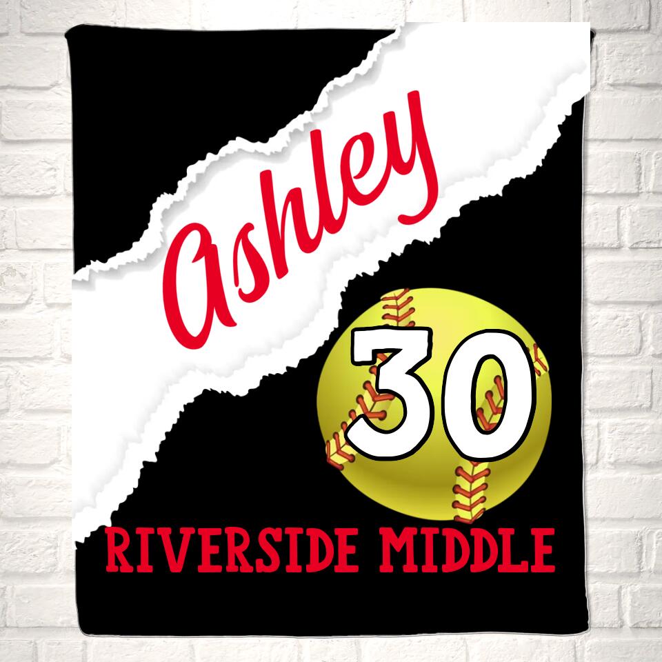 Custom Softball Name Sport Blanket