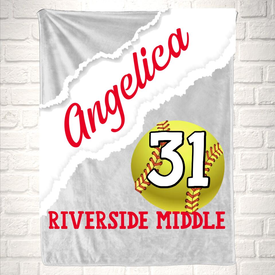 Custom Softball Name Sport Blanket