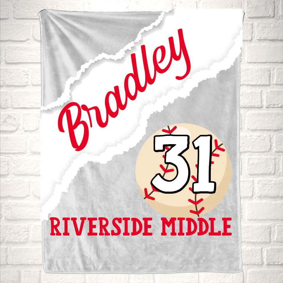 Custom Baseball Name Sport Blanket