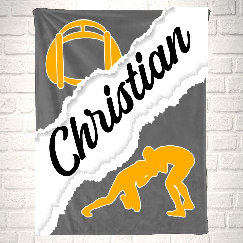 Personalized Name Wrestling Sport Blanket