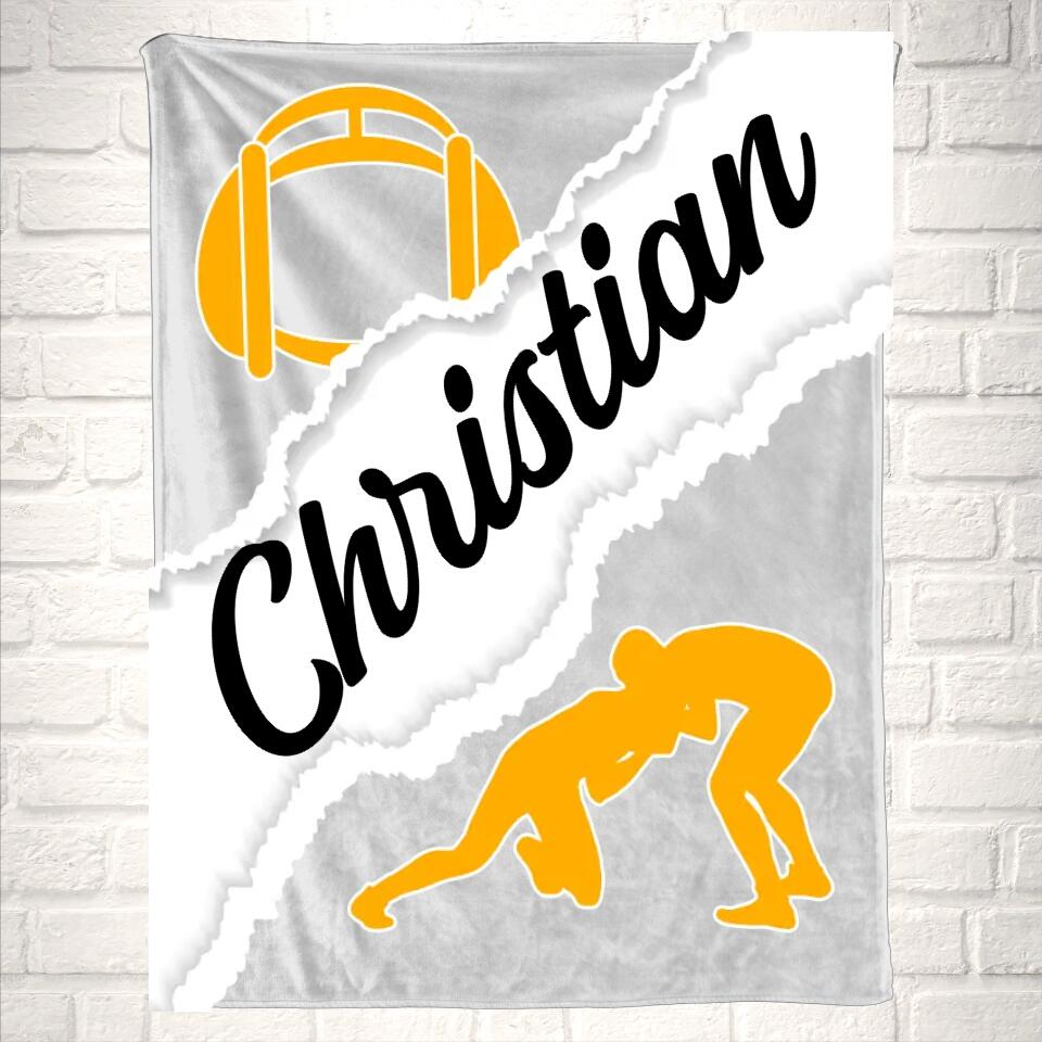 Personalized Name Wrestling Sport Blanket