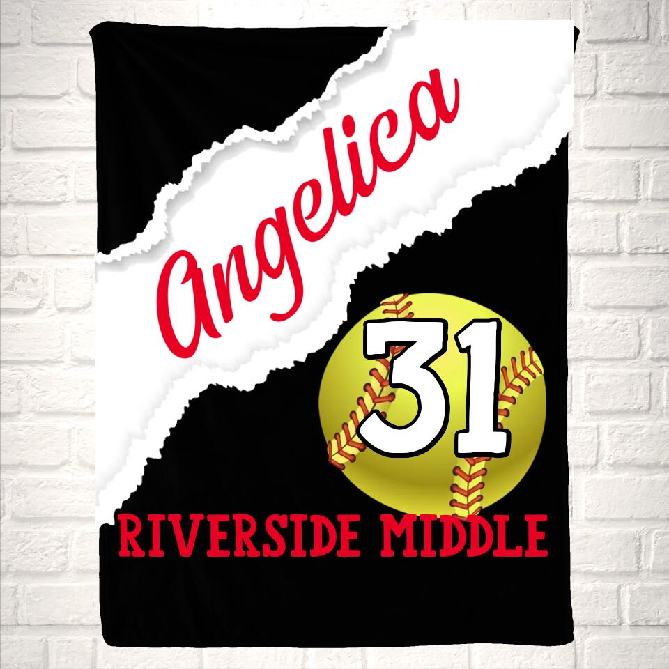 Custom Softball Name Sport Blanket
