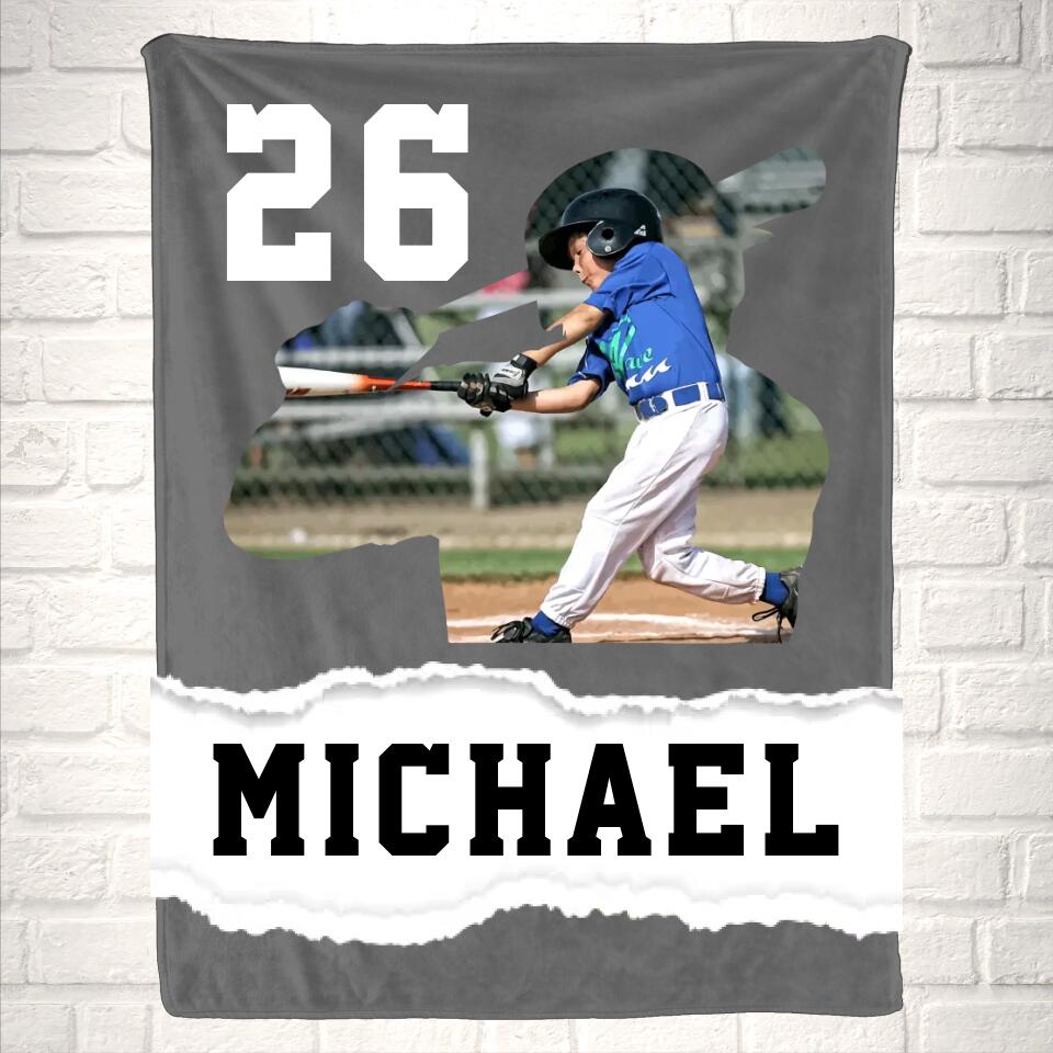 Custom Baseball or Softball Photo Sport Blanket